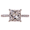 A princess cut diamond is a popular diamond shape known for its modern and elegant look. It has a square or rectangular outline when viewed from the top, with sharp corners that give it a distinct geometric appearance.